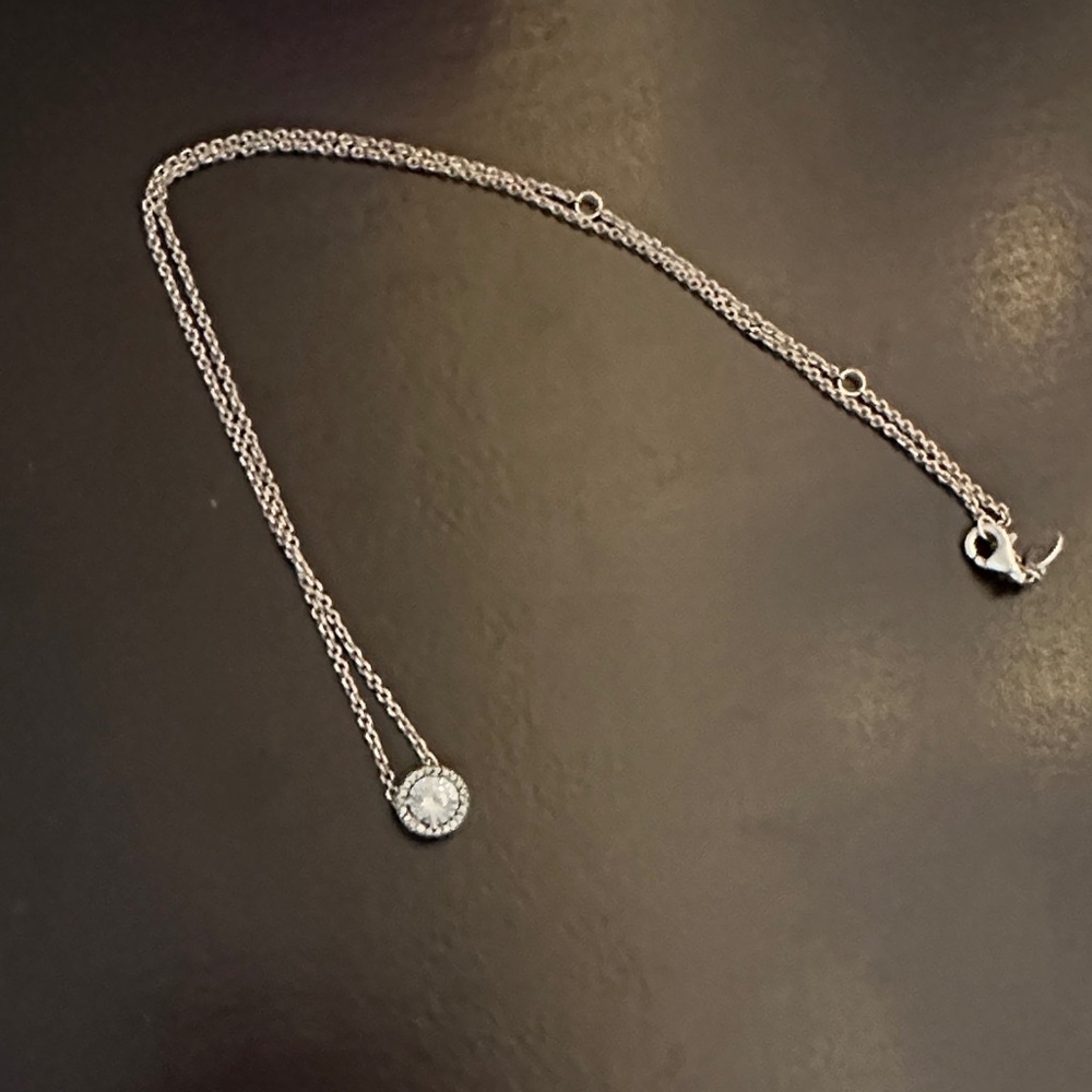 Pandora Silver Solitaire CZ Pendant Necklace - Silver